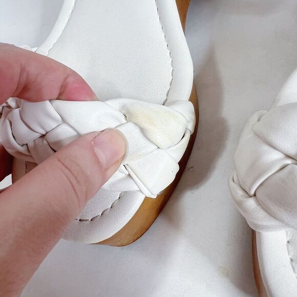 Steve Madden Fauna White Leather Braided Wedges Platform Sandals Size 10 - Picture 2 of 7